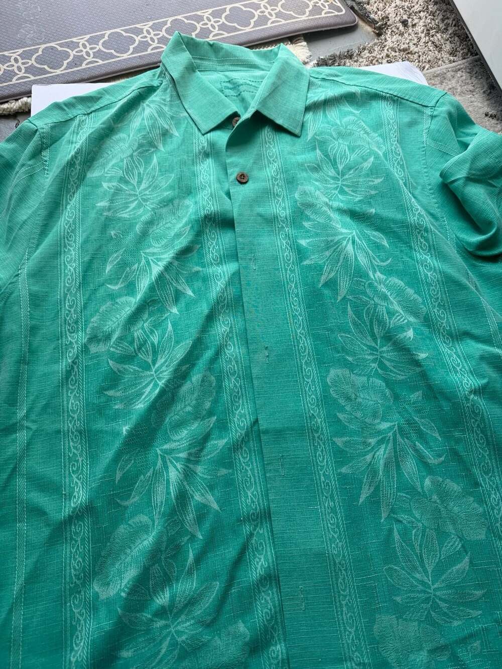 Tommy Bahamas Kona Luxe Border Silk Camp Shirt,